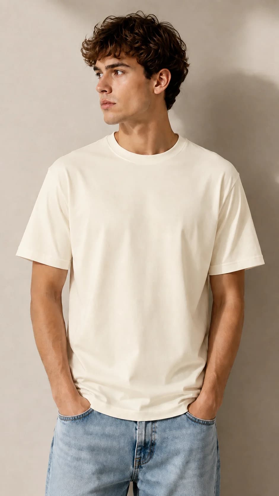 Premium Cotton tee on a model